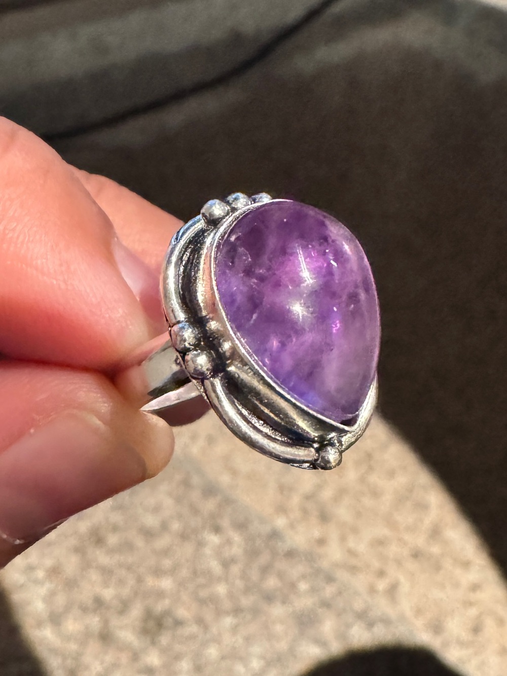 Size 6, 925 Sterling plated Amethyst Ring - Purple Gemstone